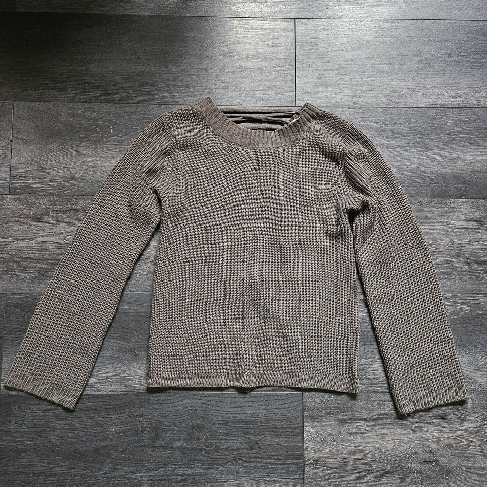 ASTR The Label Womens Knit Sweater Top‎ Brown Long Sleeve Lace Up Back Acrylic